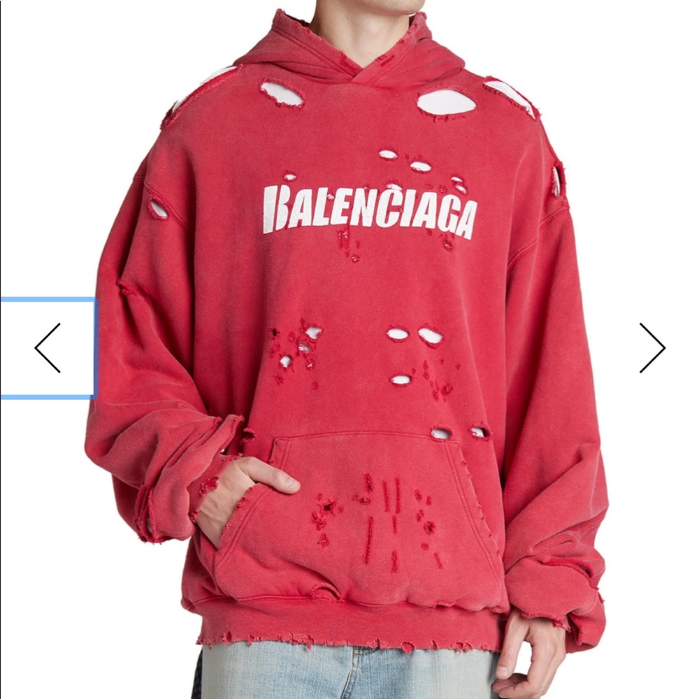 Balenciaga caps destroyed hoodie